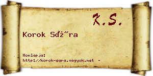 Korok Sára névjegykártya
